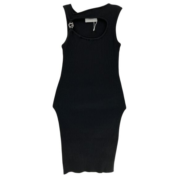 Coperni Embellished Black Viscose Cutout Ribbed-Knit Mini Dress Size S - Picture 1 of 3